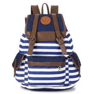 Rbenxia Canvas Stripe Backpack School Bag School College Bag Unisex
