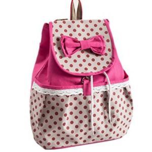 Phenas? Girl's Lovely Sweet Bowknot Leisure Canvas Backpack for Student (Rose) 