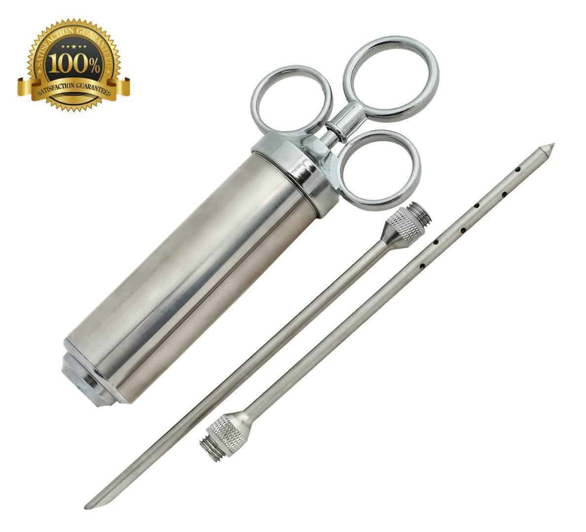 Heavy Duty Meat Injector 304 Stainless Steel - 2 Oz Seasoning Injector - Marinade Injector Syringe Includes 2 Needles 