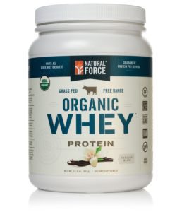Natural Force® Organic Whey Protein Powder Grass Fed Whey – Undenatured Whey Protein – Raw Organic Whey, Paleo, Gluten Free Natural Whey Protein, Vanilla Bean, 14.3