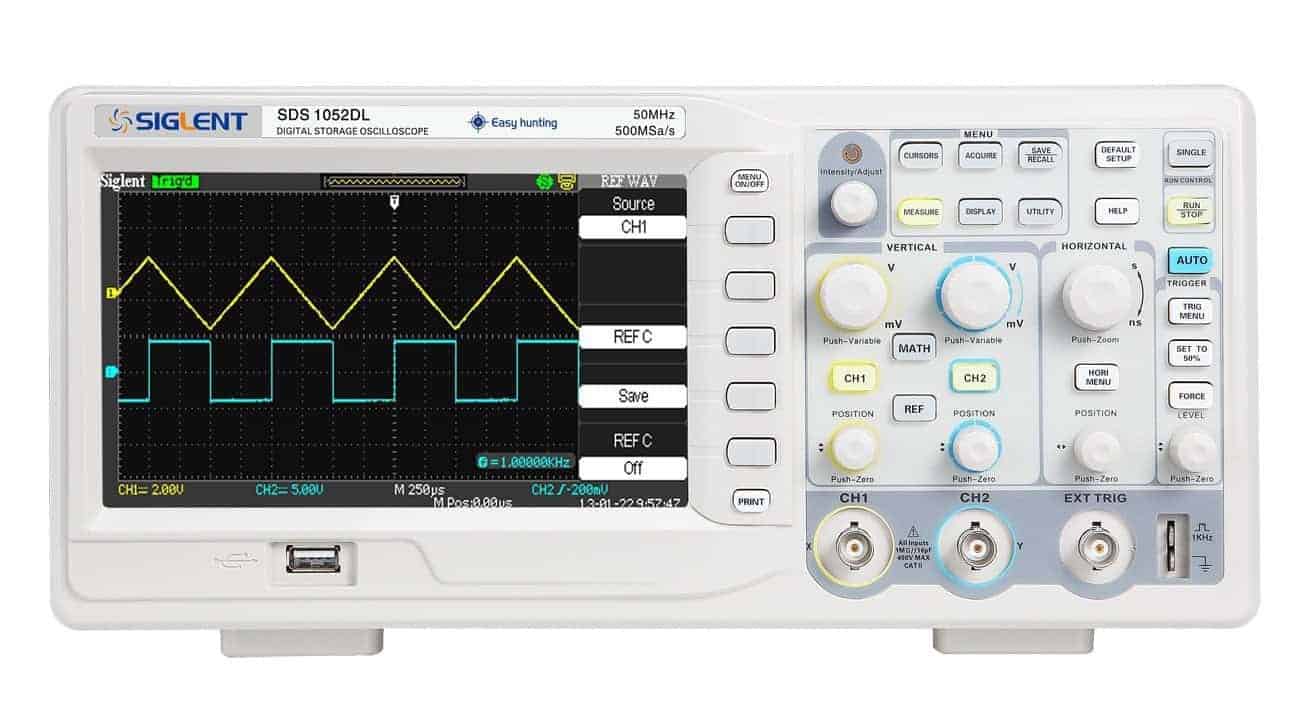 Siglent SDS1052DL Digital Storage Oscilloscope with Frequency Counter, 50MHz, 7'' TFT-LCD Display