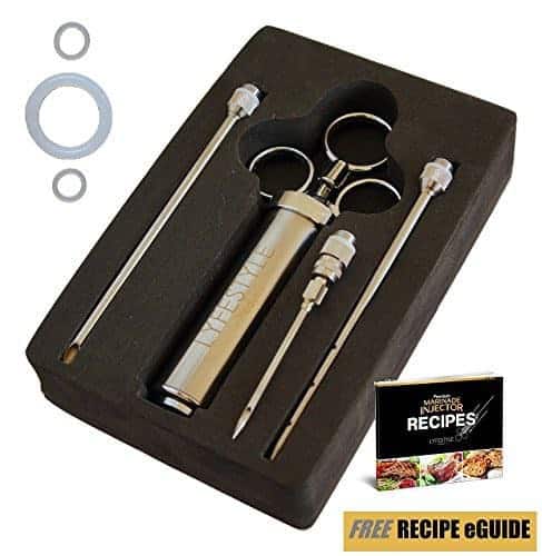 Ultimate Marinade Injector Kit: THREE Specialized Meat Needles.304 Stainless Steel For All Food Facing Parts Ensures Highest Safety And Quality Available. 2 Oz Capacity. By LyfeStyle Products. 